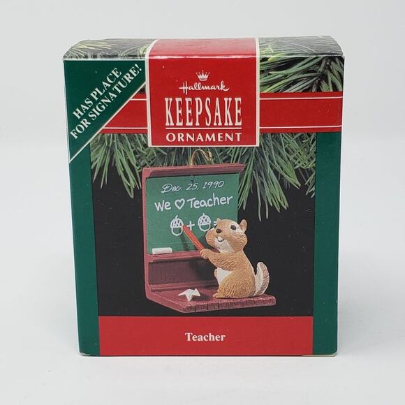 1990 Hallmark Teacher Handcrafted Keepsake Holiday Christmas Ornament. - Picture 1 of 9